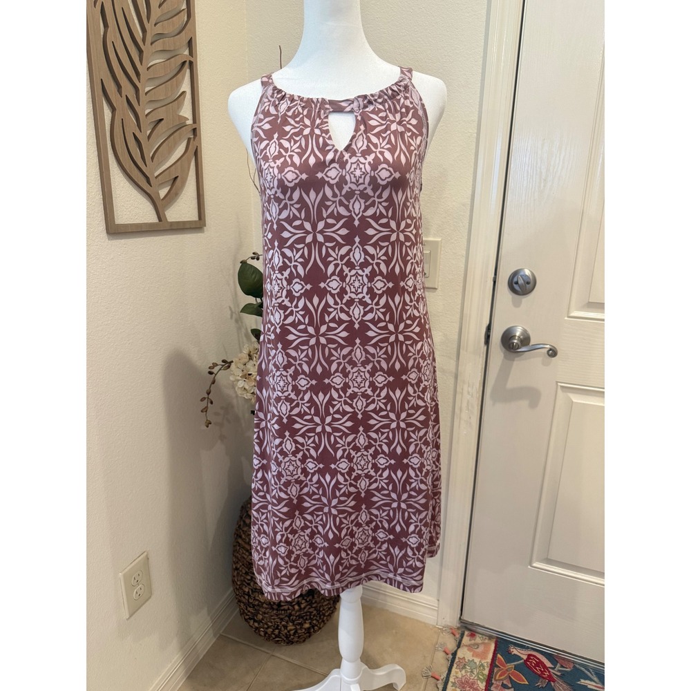 Surf Style Womens Mauve Geometric Print Keyhole Halter Sleeveless Dress Medium
